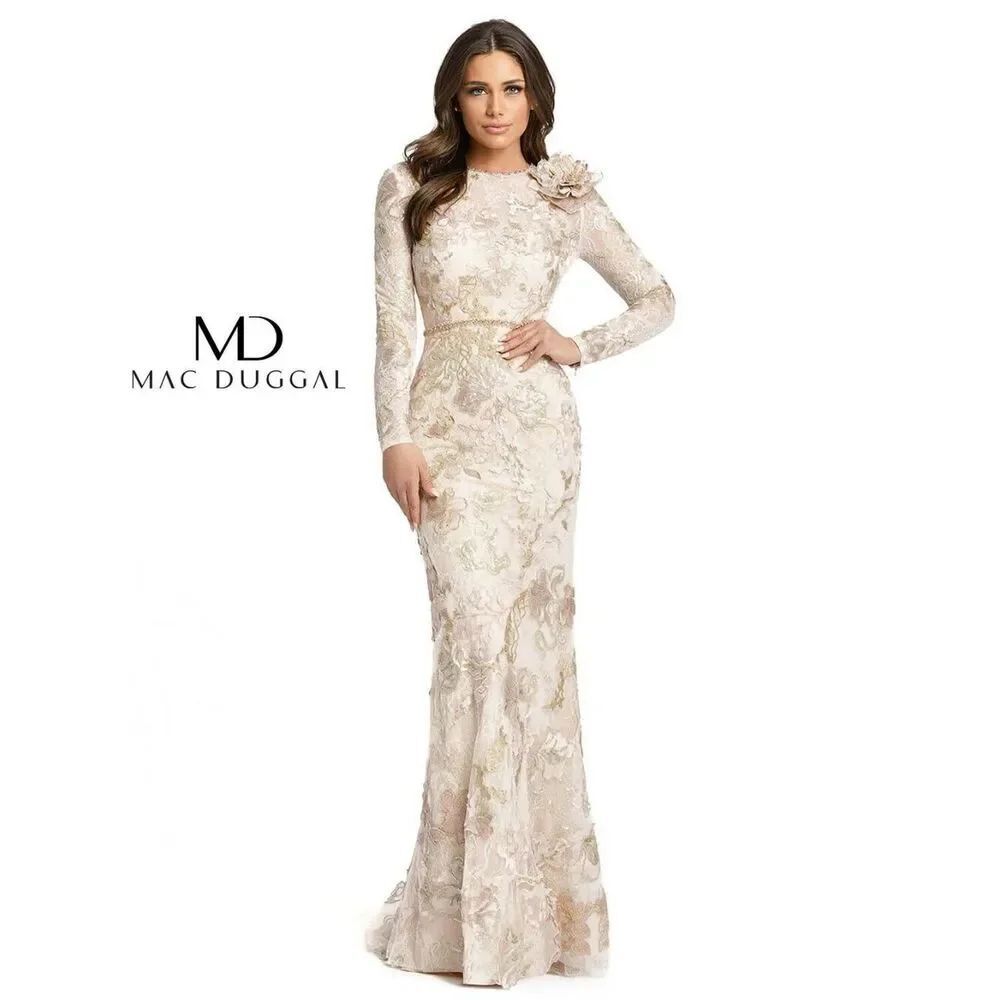 Mac Duggal 11174 Embroidered Lace Floral Trumpet Gown Dress 16